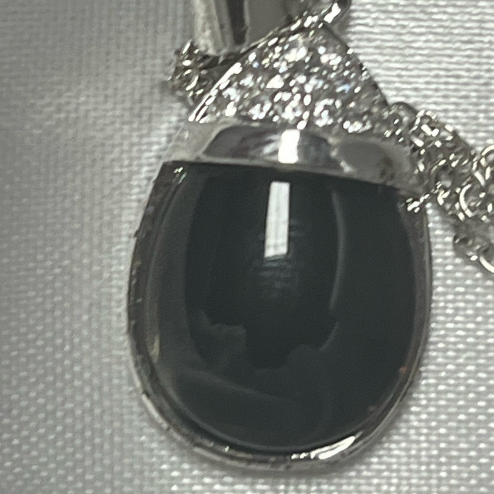 Elegant Silver and Black Pendant Necklace, Magic Color Topaz Necklace